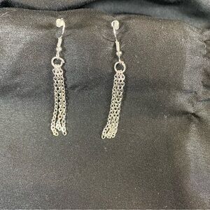 Silver Chain Tassel Dangle Earrings